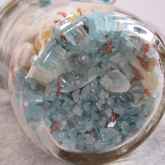 Jar of REAL sea shells and blue sparkly vase filler at bottom - Picture 8 of 9